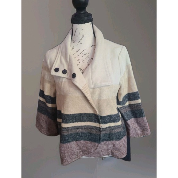 Billabong Striped Wool Blend Shawl Collar Jacket Sz S – Cozy Surf Style - Picture 1 of 8